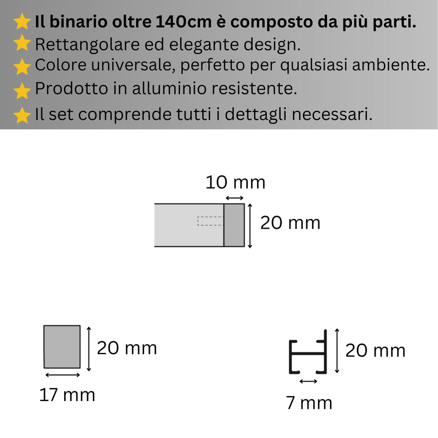 Binario per Tende, Singolo, color Nero Opaco, a Soffitto – Misure Personalizzate, Design Moderno e Funzionale