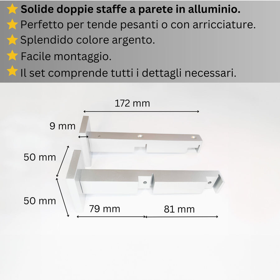 Binario Doppio per Tende, color Argento, a Parete – Misure Personalizzate, Design Elegante e Funzionale