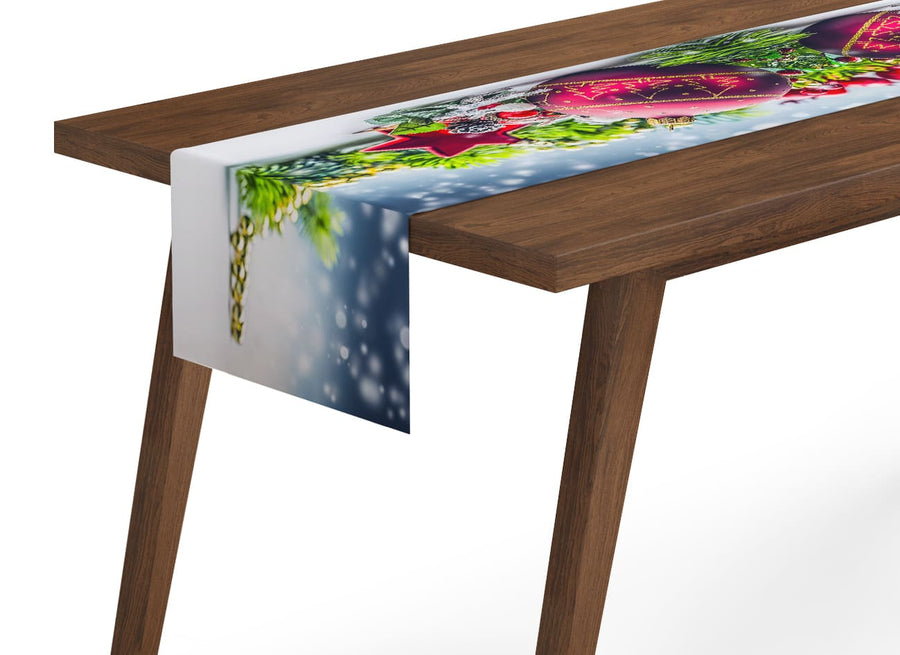 Tappeto Runner da Tavola Decorazioni Natalizie con Neve