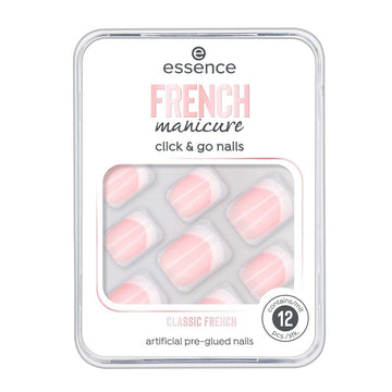 Unghie Finte Essence Click & Go Nails 01-classic french Gel per manicure francese 12 Unità