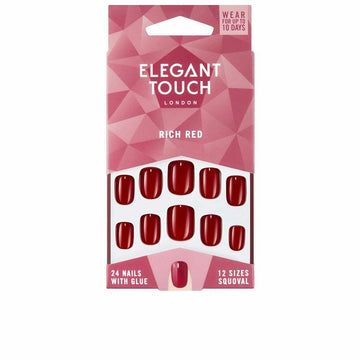 Unghie Finte Elegant Touch Polished Colour Arrotondato Rich Red (24 uds)