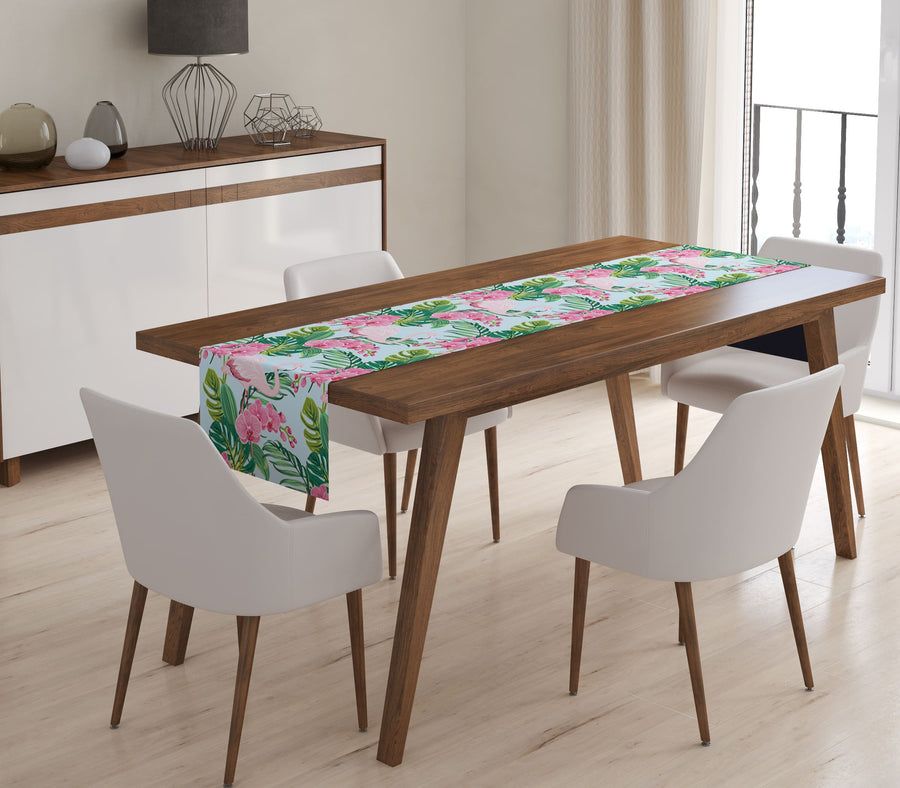 Tappeto Runner da Tavola Fenicottero Rosa e Orchidee