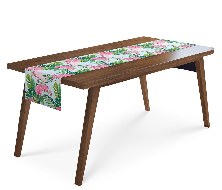 Tappeto Runner da Tavola Fenicottero Rosa e Orchidee