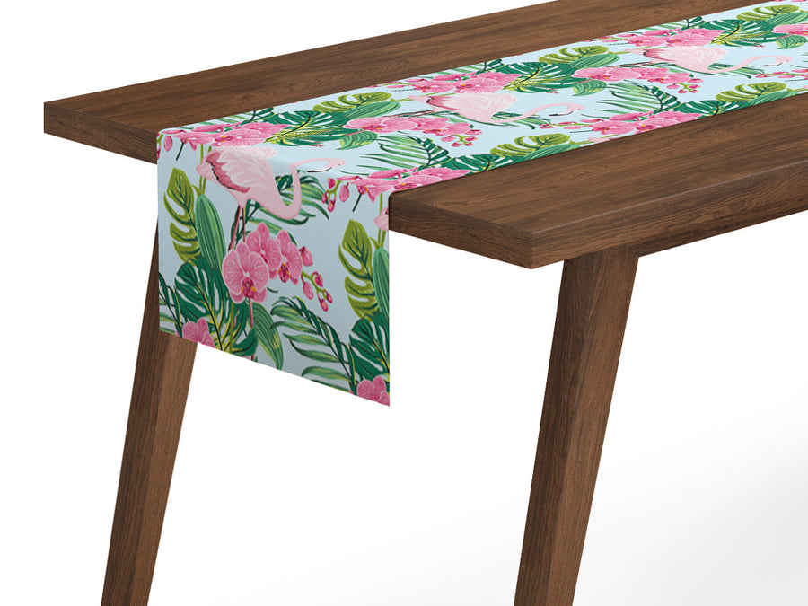 Tappeto Runner da Tavola Fenicottero Rosa e Orchidee