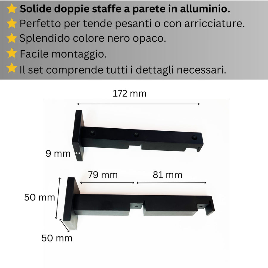 Binario Doppio per Tende, color Nero Opaco, a Parete – Misure Personalizzate, Design Moderno e Funzionale