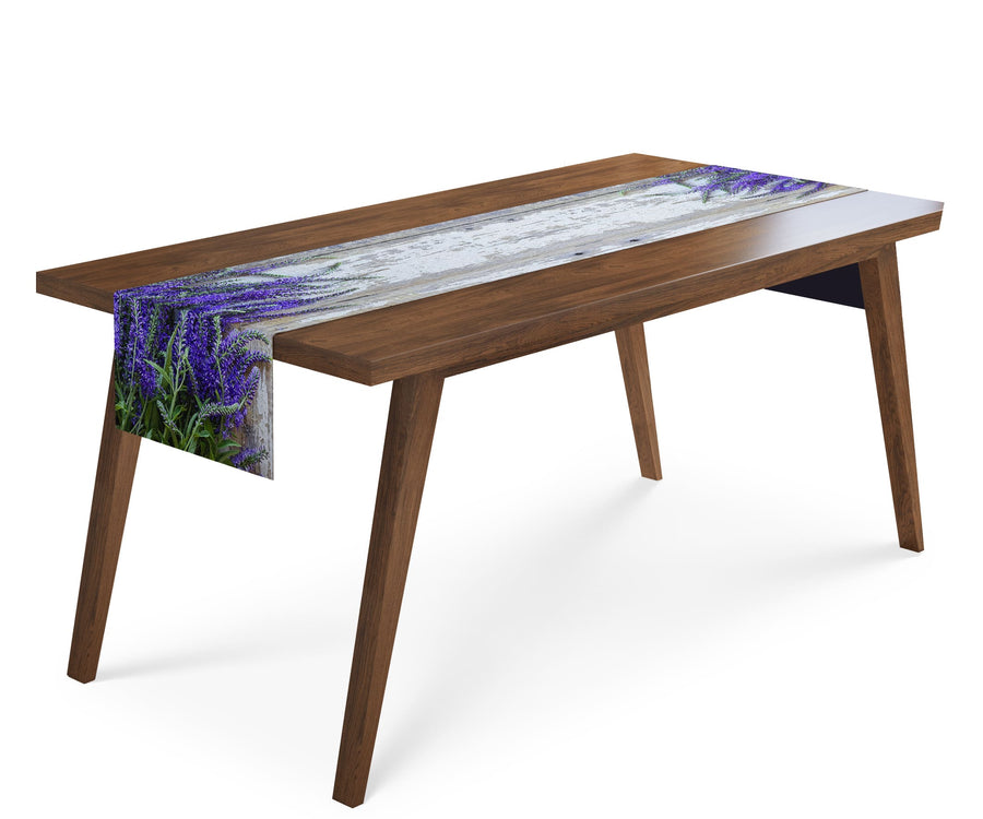 Tappeto Runner da Tavola Lavanda sul Legno