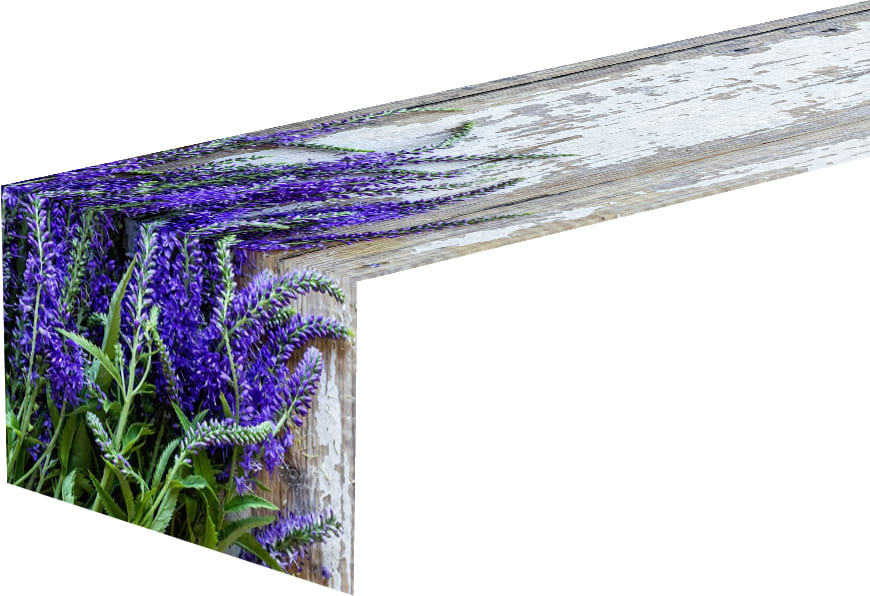 Tappeto Runner da Tavola Lavanda sul Legno