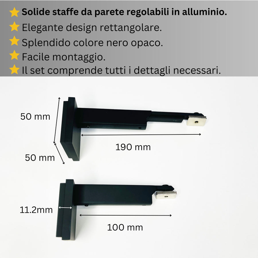 Binario per Tende, Singolo, color Nero Opaco, a Parete – Misure Personalizzate, Design Moderno e Versatile
