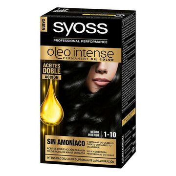 Teinture permanente   Syoss Olio Intense Sans ammoniaque Nº 1,10 Noir Intense