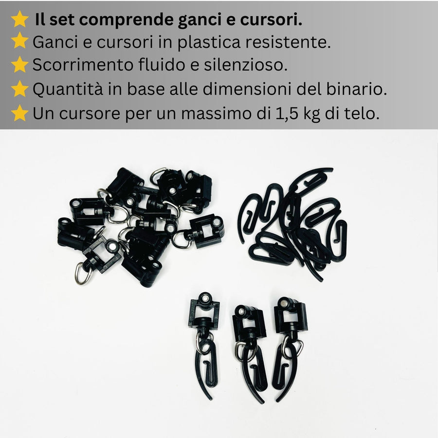 Binario per Tende, Singolo, color Nero Opaco, a Soffitto – Misure Personalizzate, Design Moderno e Funzionale