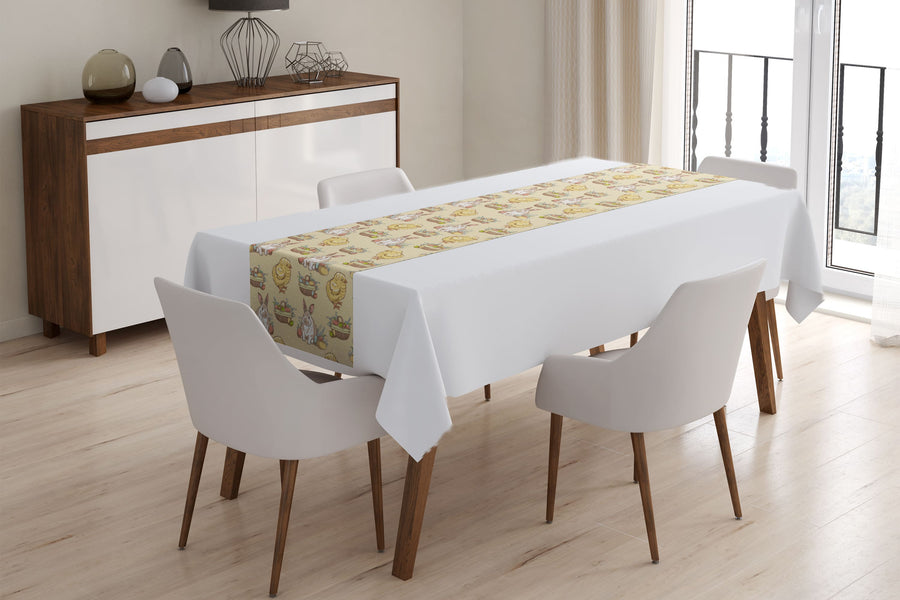 Tappeto Runner da Tavola Polli e Conigli di Pasqua