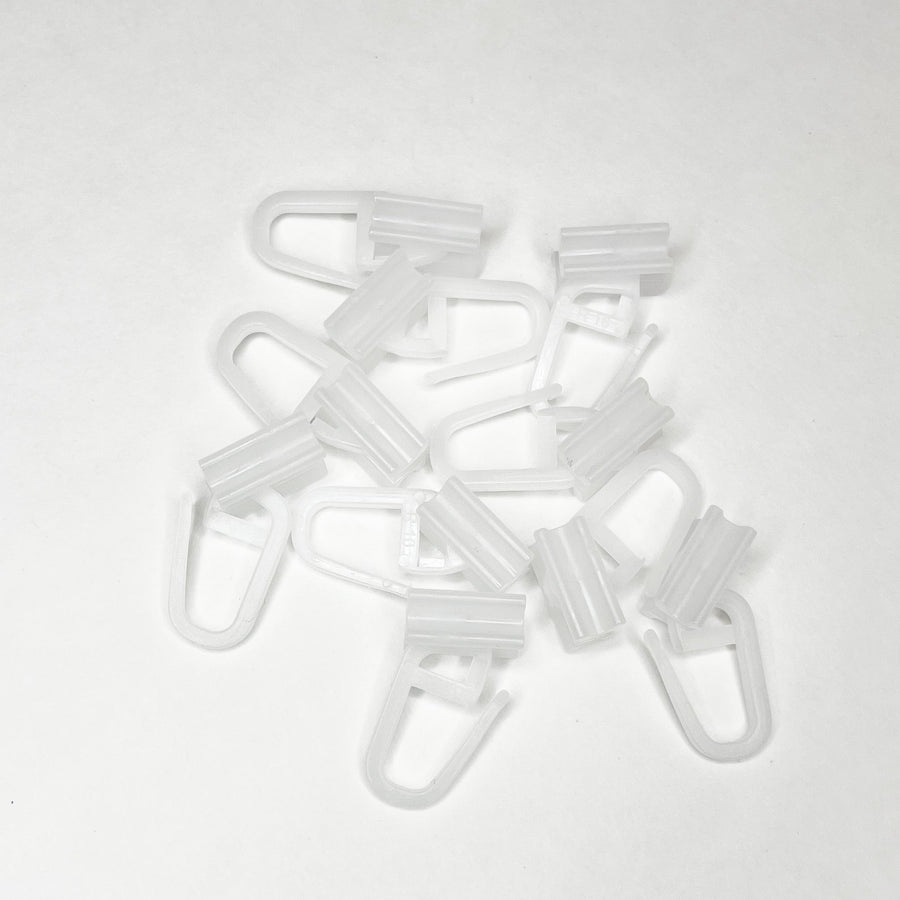 Accessori: Gancetti per tende in plastica bianca, confezione da 10 pezzi