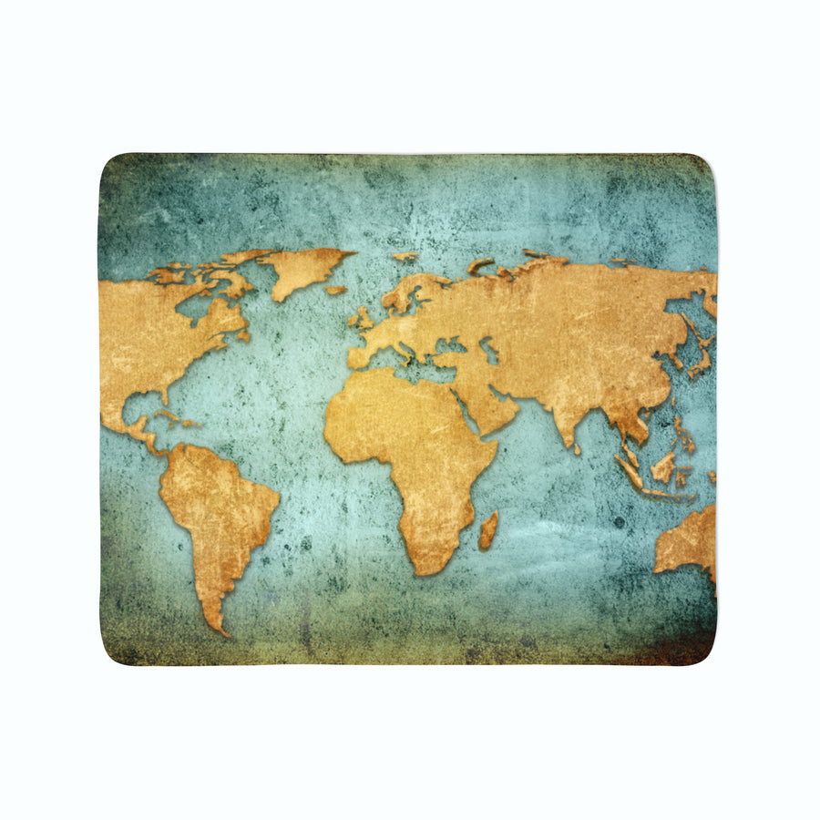 Coperta in Flanella Mappa del Mondo d'Oro