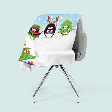 Coperta in Flanella Pinguini Natalizi