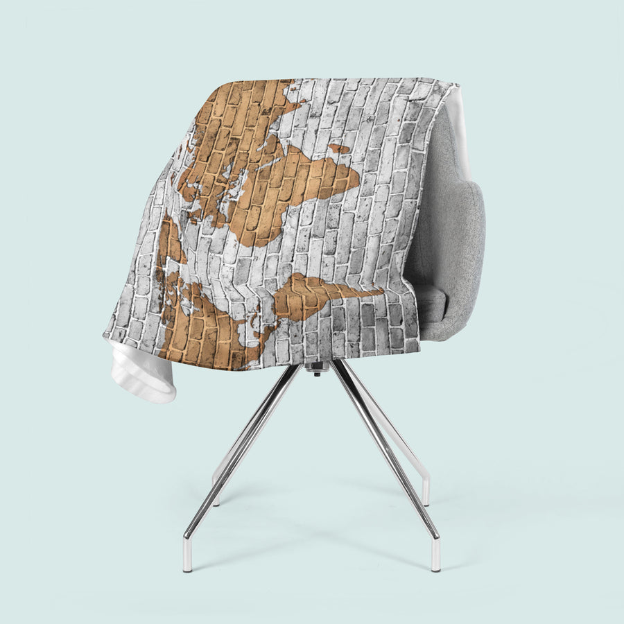 Coperta in Flanella Mappa Disegnata sul Muro