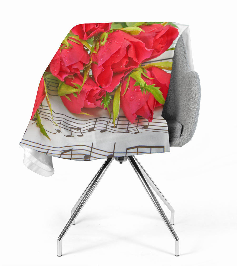 Coperta in Flanella Rose e Note