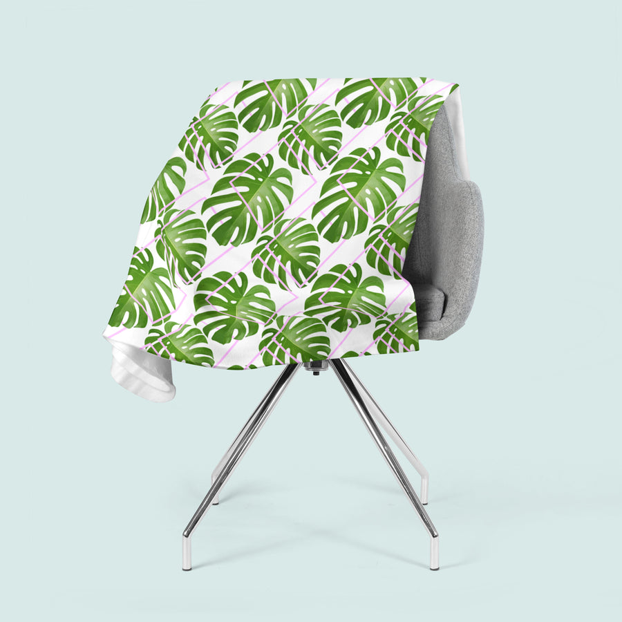 Coperta in Flanella Foglie di Palma Tropicali