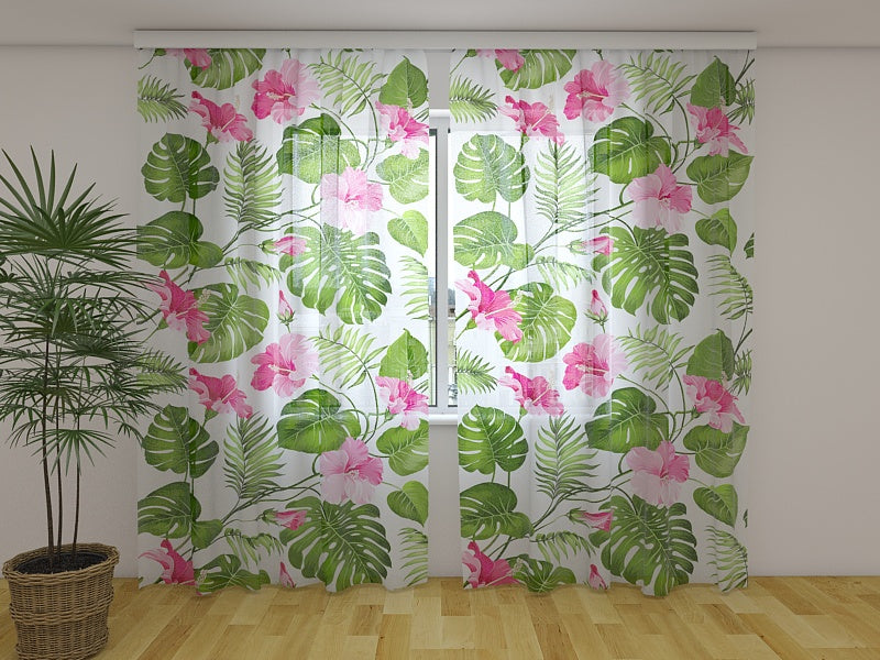 Tende Fiori Tropicali su Fondo Bianco