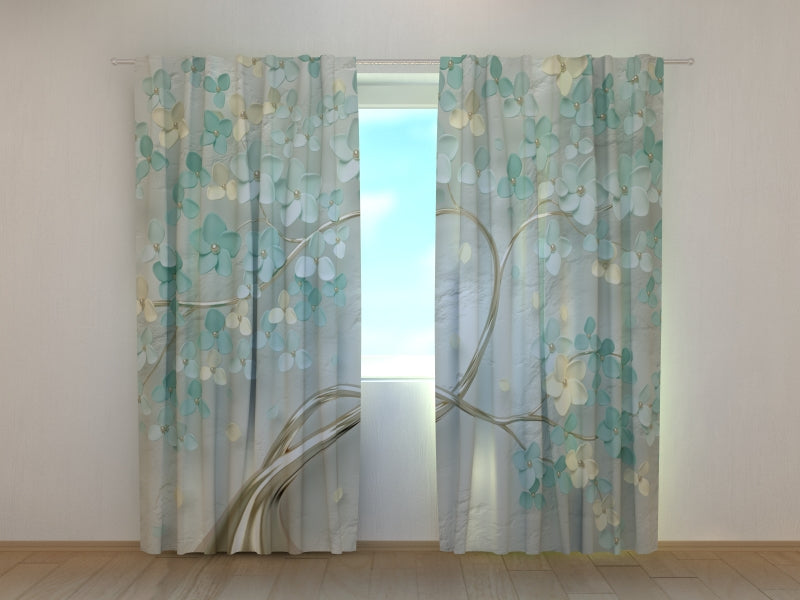Tende Favoloso Albero con Fiori Verdi