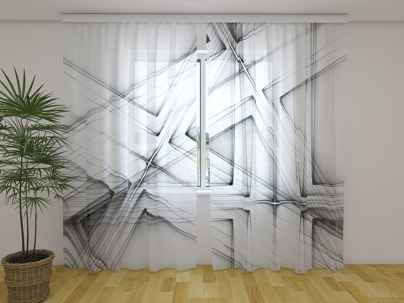Tende Linee Astratte in Bianco e Nero