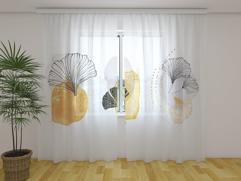 Tende Elegante Fiore con Elementi Dorati