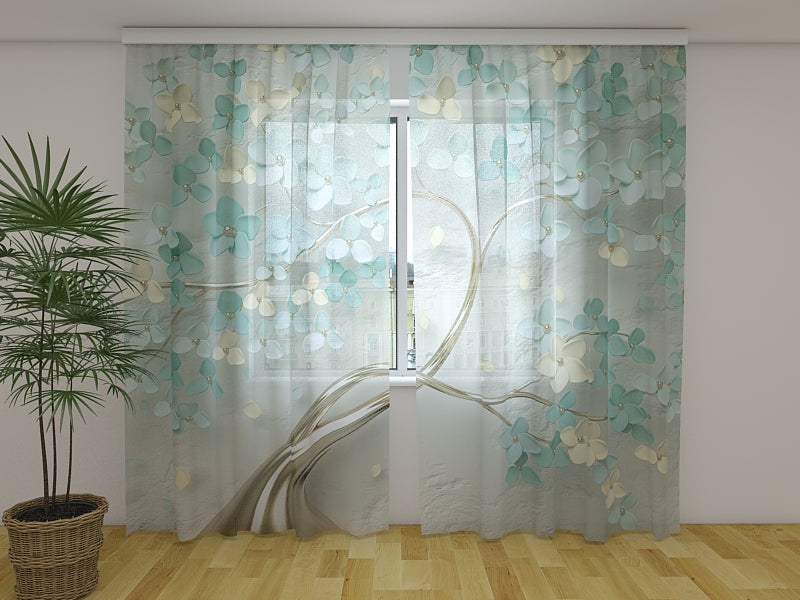 Tende Favoloso Albero con Fiori Verdi