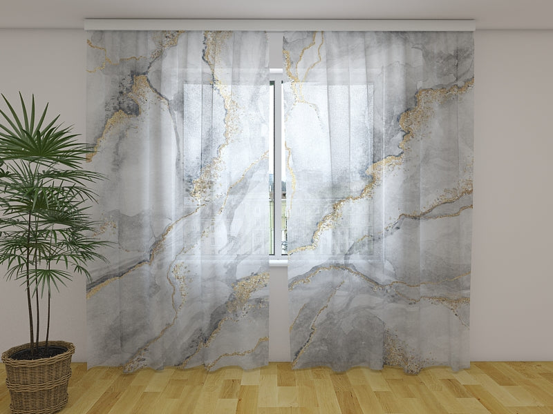 Tende Marmo Grigio con Venature d'Oro