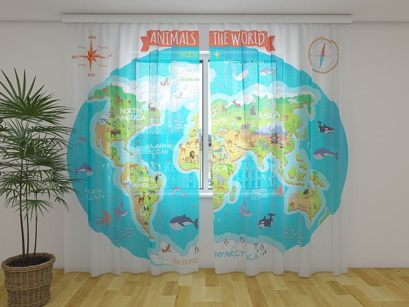 Tende Mappa per Bambini con gli Animali del Mondo