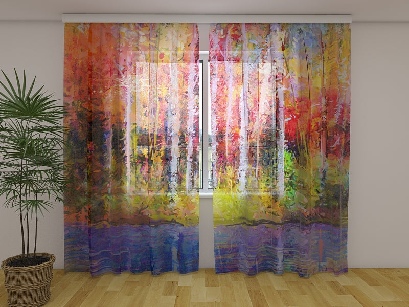 Tende Pittura a Olio Alberi Autunnali Sgargianti
