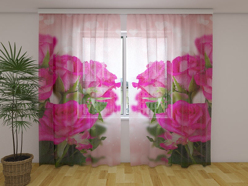 Tende Rose Rosa e Cuori