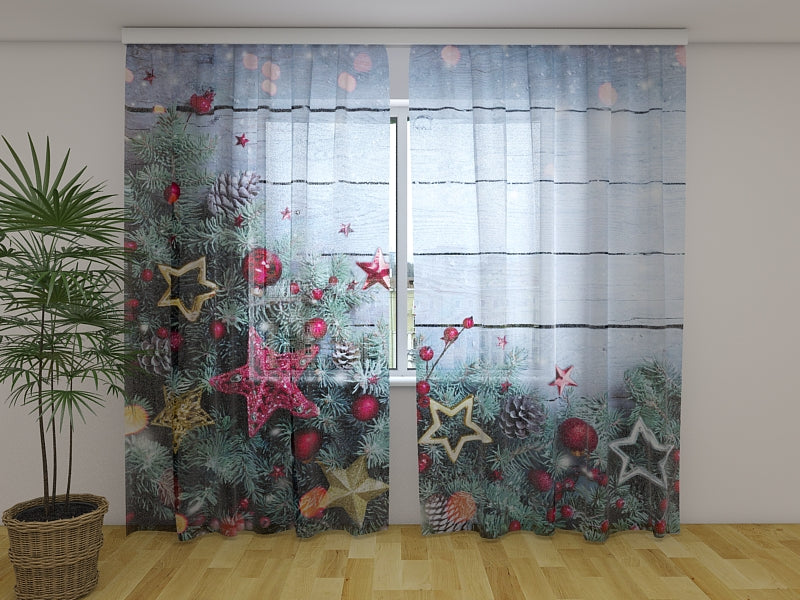 Tende Decorazione Natalizia Di Rami Di Abete e Stelle