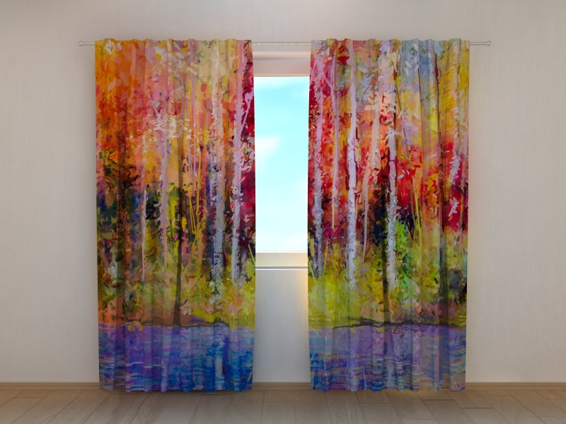 Tende Pittura a Olio Alberi Autunnali Sgargianti