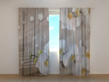 Tende Orchidee e Strass su Seta Beige 2
