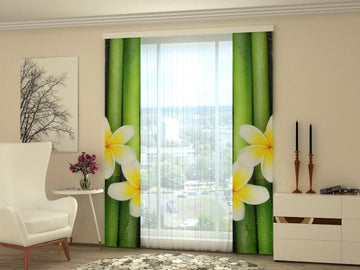 Set di 2 Tende a Pannello Bambù e Plumeria.