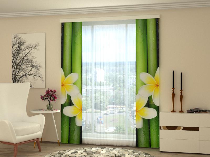 Set di 2 Tende a Pannello Bambù e Plumeria.
