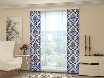 Set di 2 Tende a Pannello Ornamento Blu.
