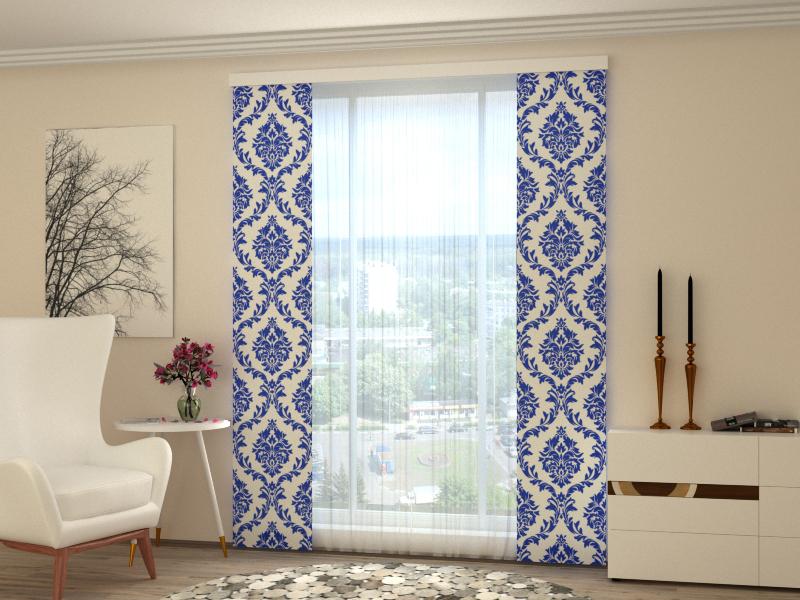 Set di 2 Tende a Pannello Ornamento Blu.