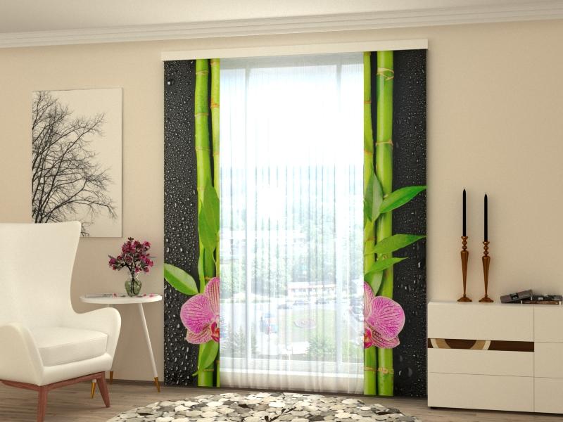 Set di 2 Tende a Pannello Orchidee e Bambù 3.