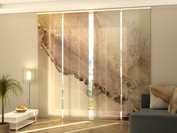 Set di 4 Tende a Pannello Marmo Beige con Oro