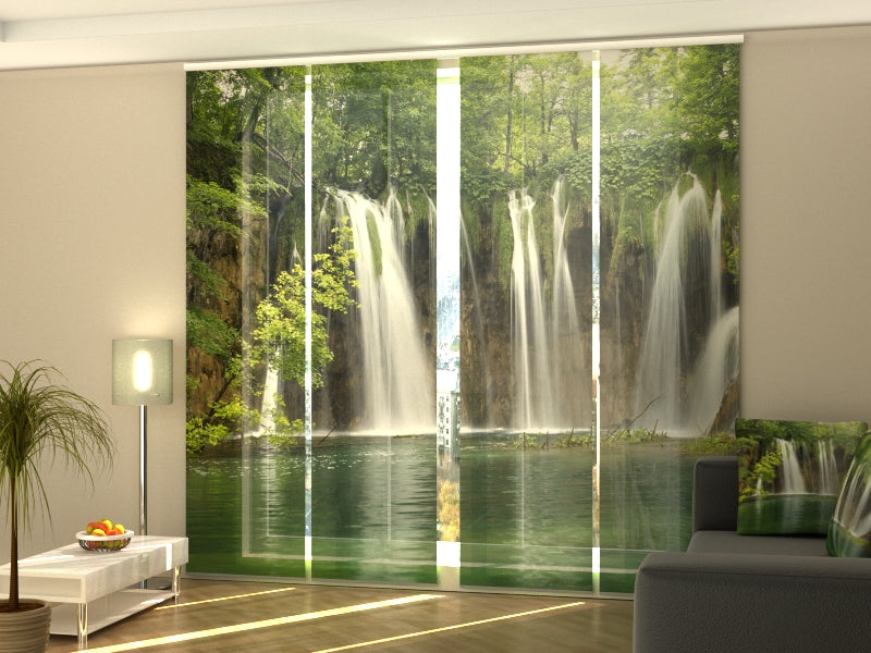 Set di 4 Tende a Pannello Grande Cascata Forestale