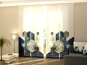 Set di 4 Tende a Pannello Mosaico di Marmo Blu