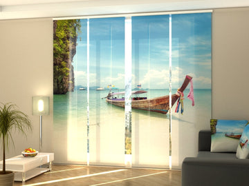 Set di 4 Tende a Pannello Barca sulla Spiaggia della Thailandia
