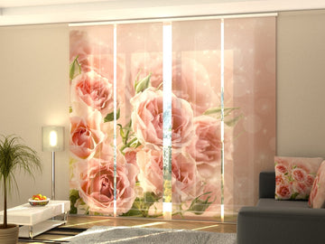 Set di 4 Tende a Pannello Bouquet di Rose Delicate