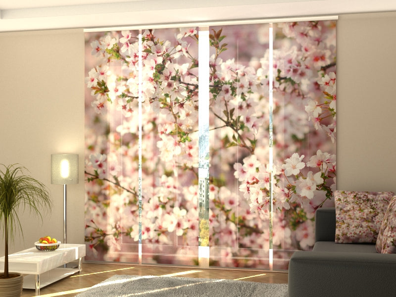 Set di 4 Tende a Pannello Bouquet di Fiori Primaverili