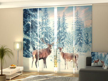 Set di 4 Tende a Pannello Natale Nobili Cervi