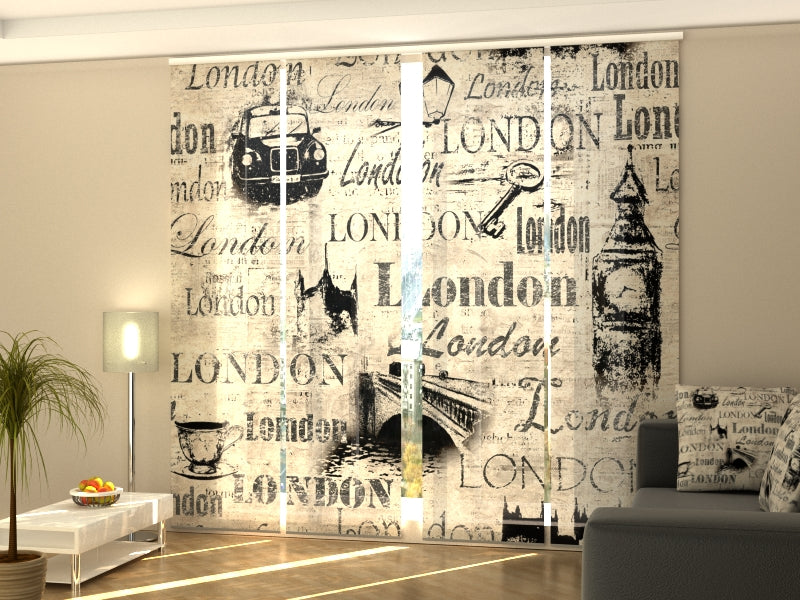 Set di 4 Tende a Pannello Collage Vecchia London