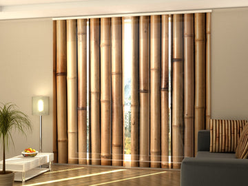 Set di 4 Tende a Pannello Bambù Marrone Secco