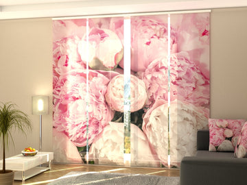 Set di 4 Tende a Pannello Eleganti Peonie Rosa