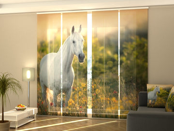 Set di 4 Tende a Pannello Elegante Cavallo Bianco