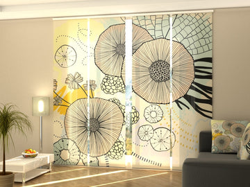 Set di 4 Tende a Pannello Favoloso Fiore Astratto